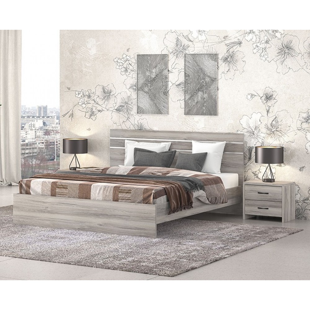 Κρεβάτι μονό "ΝΟ1" σε σταχτί χρώμα 90x190