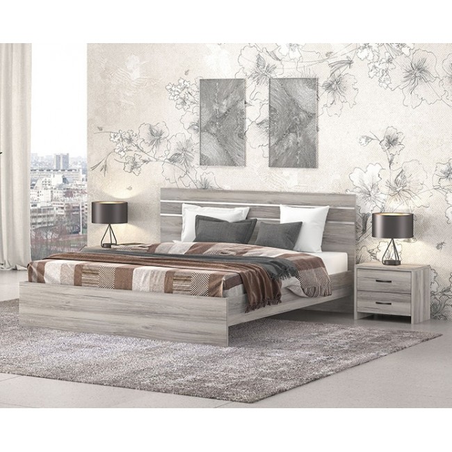 Κρεβάτι μονό "ΝΟ1" σε σταχτί χρώμα 90x190