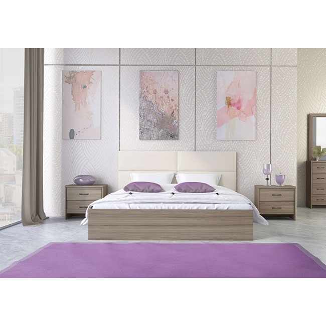 Κρεβάτι διπλό "ΝΟ6" σε μόκα/μπεζ χρώμα 160x200