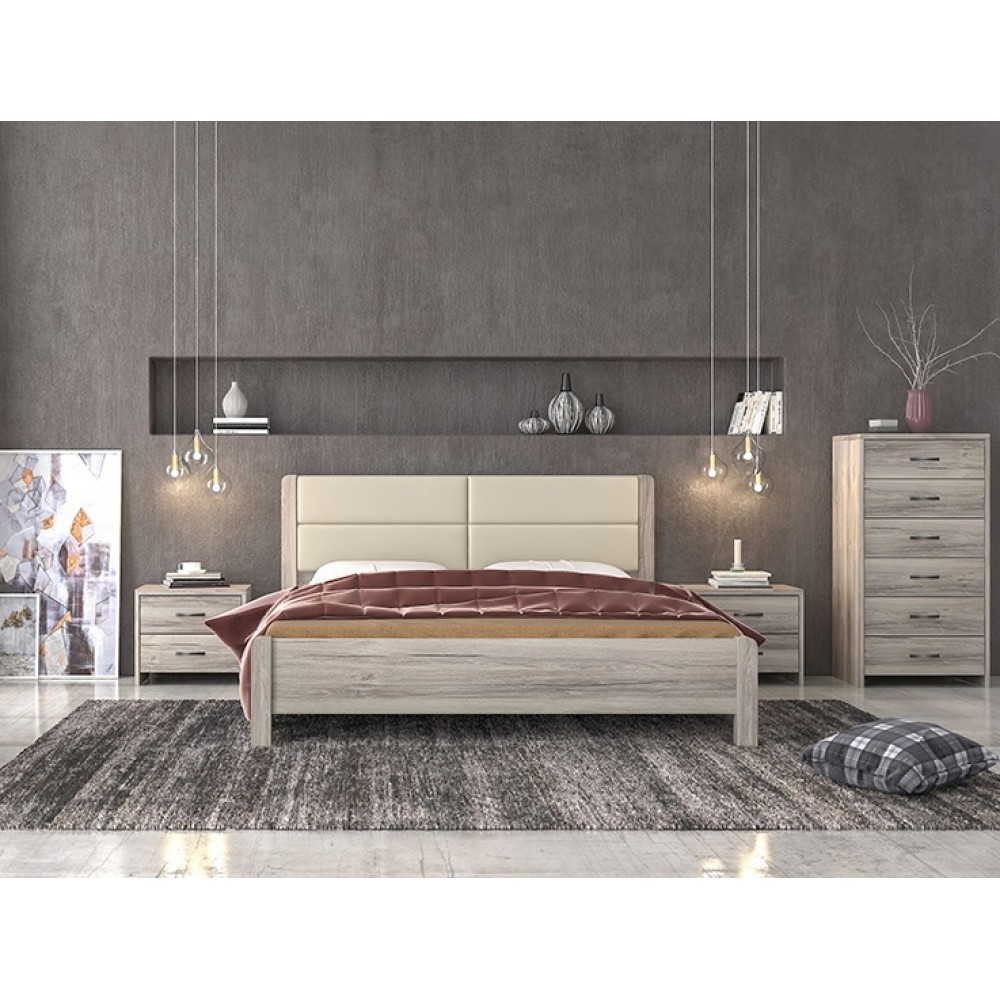 Κρεβάτι διπλό "ΝΟ45Δ" σε σταχτί/μπεζ χρώμα 160x200