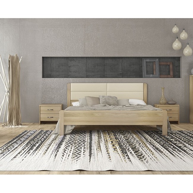 Κρεβάτι διπλό "ΝΟ45Δ" σε λάττε/μπεζ χρώμα 150x200