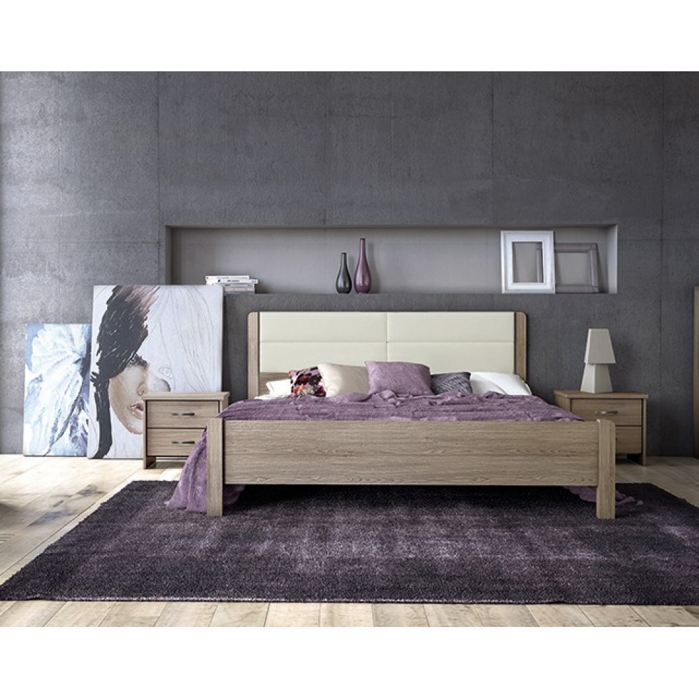 Κρεβάτι διπλό "ΝΟ45Δ" σε μόκα/μπεζ χρώμα 150x200