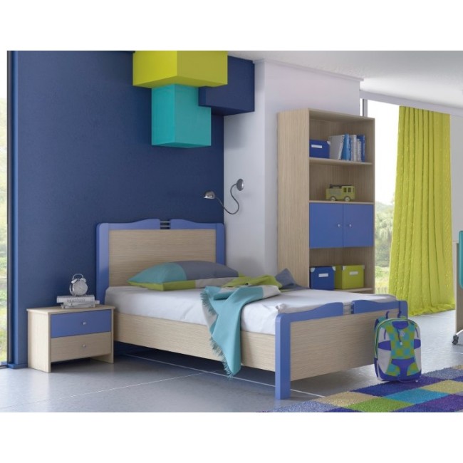 Κομοδίνο σε λάττε/μπλε χρώμα 50x35x43