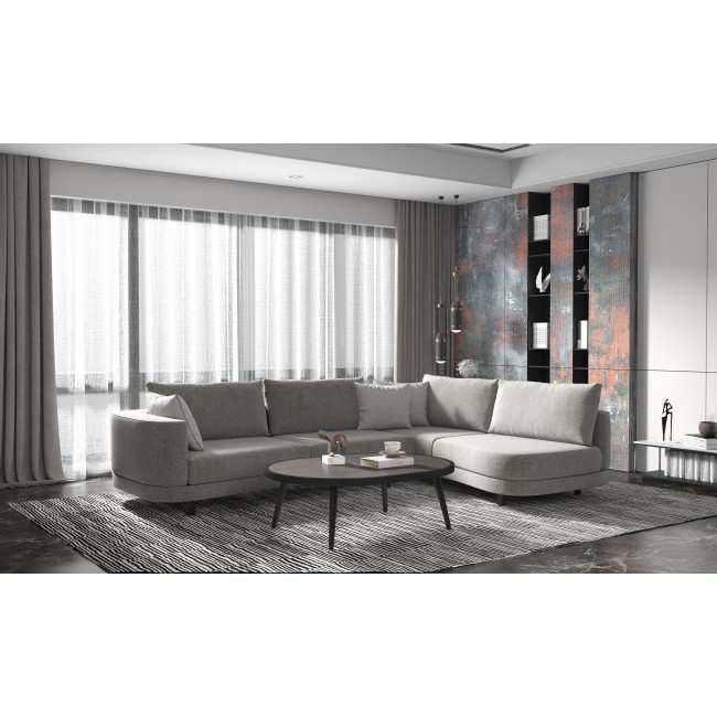 Καναπές γωνιακός με αναστρέψιμη γωνία "N10" από ύφασμα σε γκρι χρώμα 283x226x66