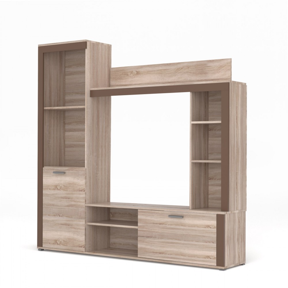 Σύνθεση σαλονιού "BADAN" σε χρώμα σονόμα-μοκα 188x35x181