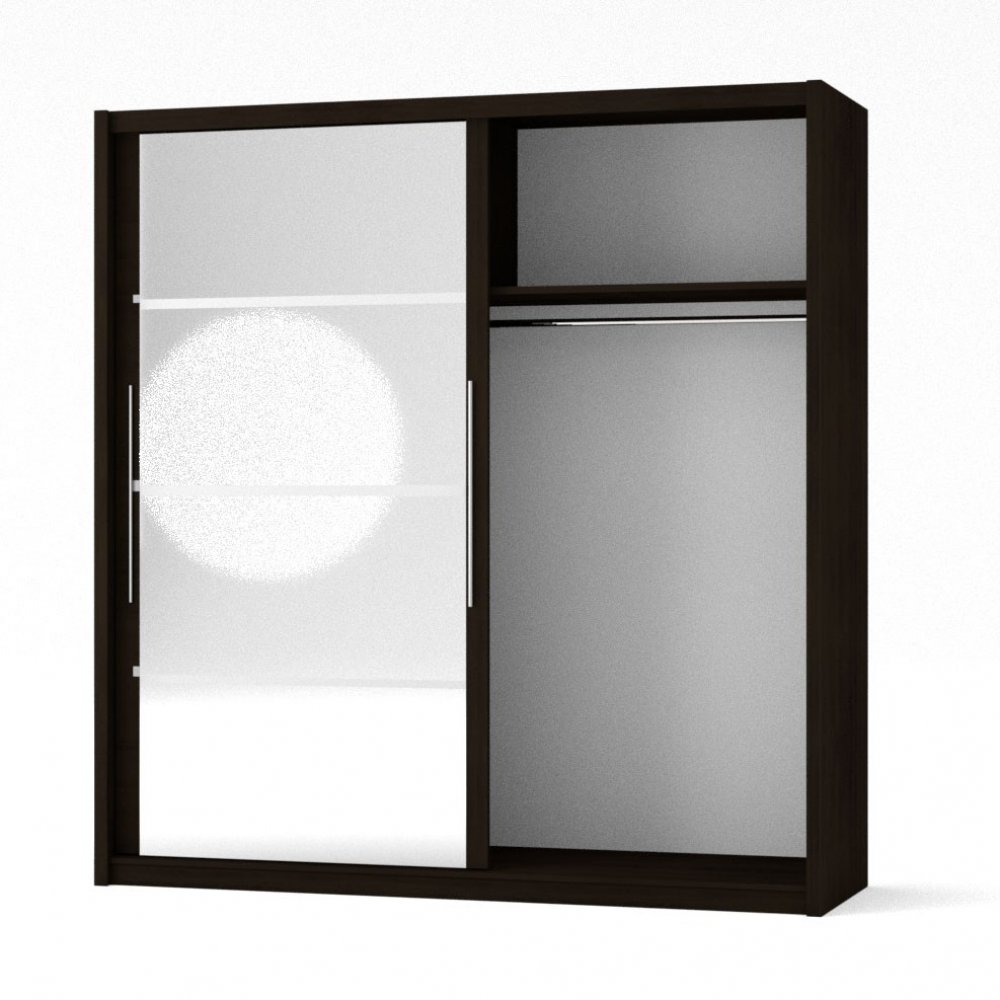 Ντουλάπα "ILONA" δίφυλλη με συρόμενες πόρτες και καθρέφτη σε χρώμα βέγγε 180x61x215