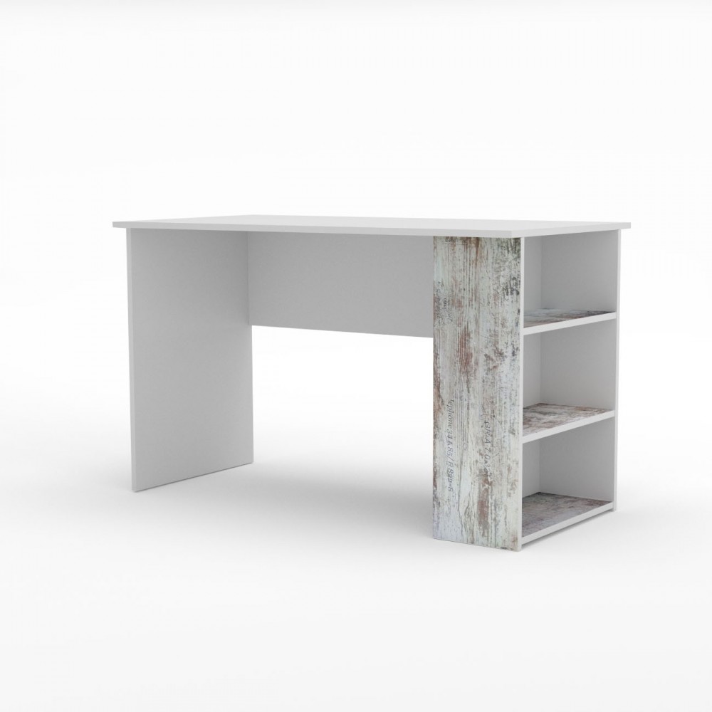 Γραφείο "PUMP" σε χρώμα λευκό-αντικέ λευκό με επιγραφές 120x60x73