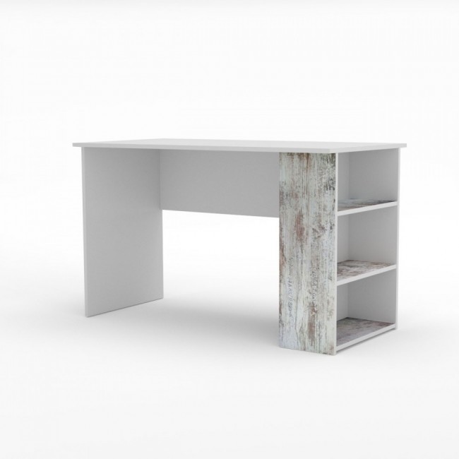 Γραφείο "PUMP" σε χρώμα λευκό-αντικέ λευκό με επιγραφές 120x60x73