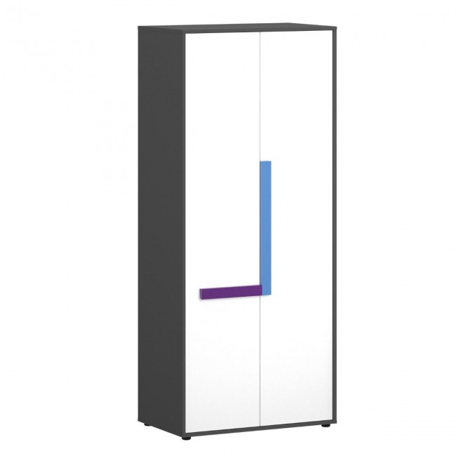 Ντουλάπα "ALEX" δίφυλλη σε χρώμα γραφίτης δρυς σονόμα λευκό 84x50x194