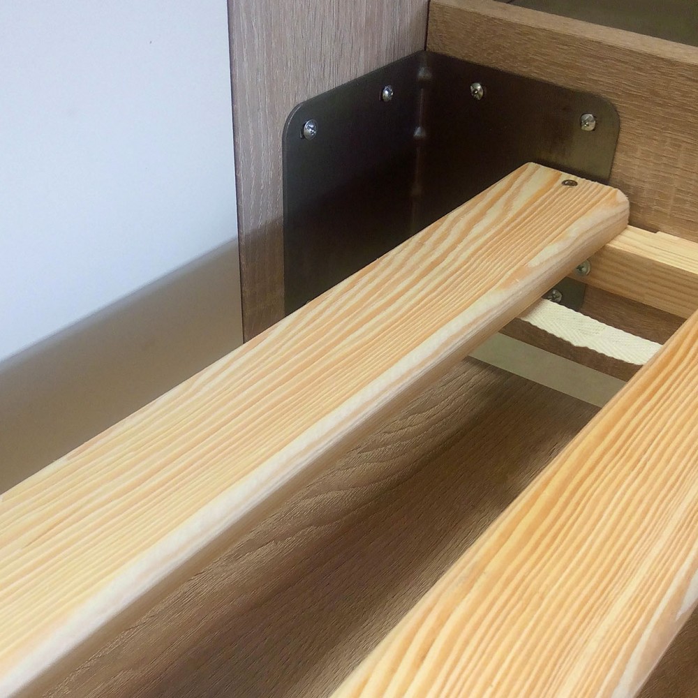 Κρεβάτι "RICO" με κομοδίνο και συρτάρια σε σονόμα-λευκό 166x205x86