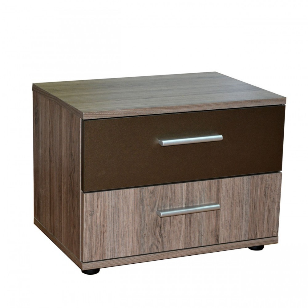 Κομοδίνο "JULIET" σε σκούρο δρυς-μπρονζέ 50x35x37