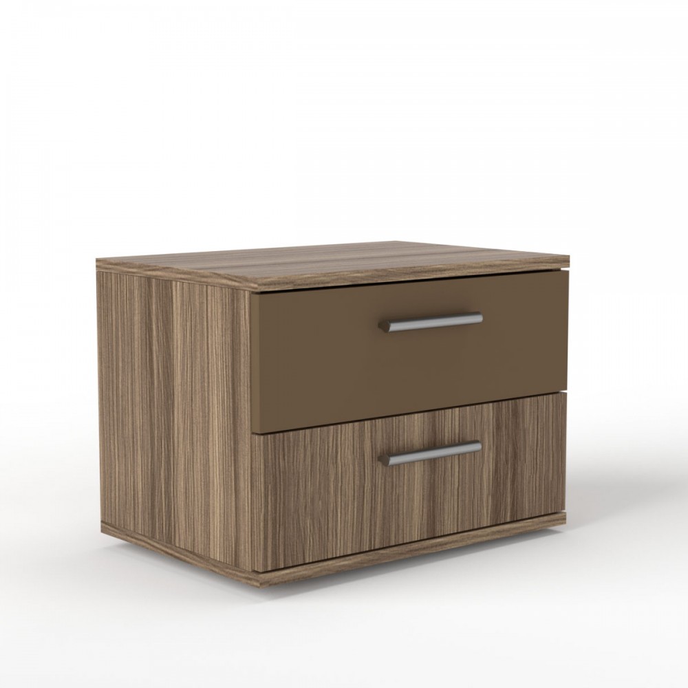 Κομοδίνο "JULIET" σε σκούρο δρυς-μπρονζέ 50x35x37