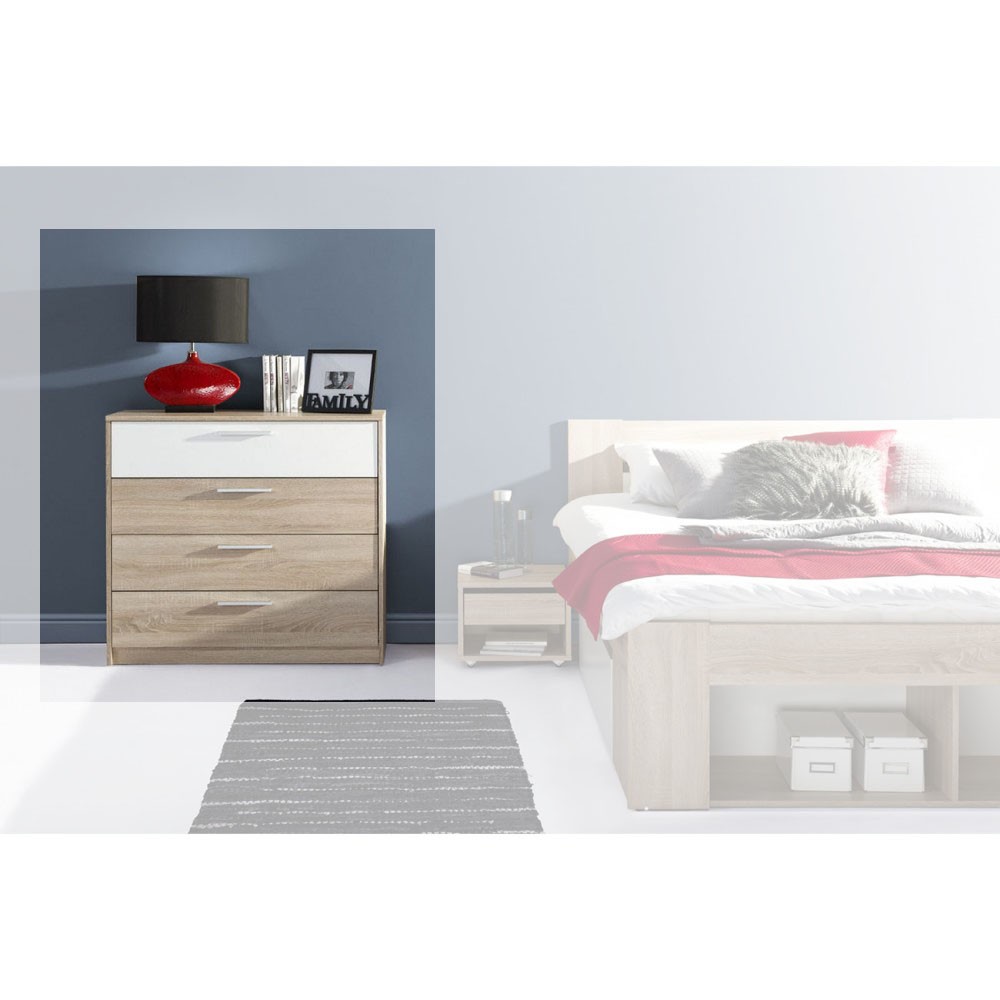 Συρταριέρα "RICO" σε χρώμα λευκό-σονόμα 90x45x91