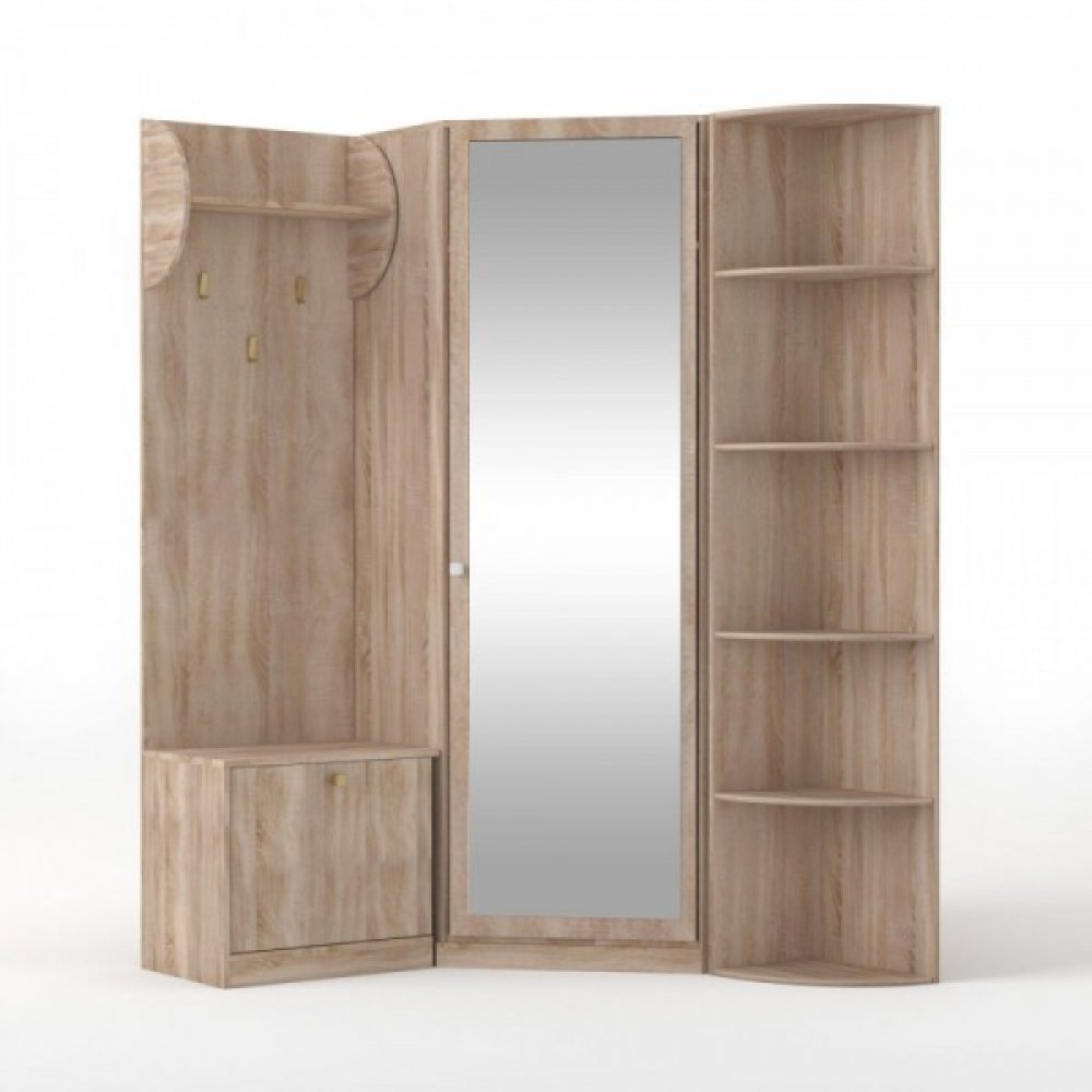 Σετ εισόδου "OKSANA" γωνιακό σε χρώμα σονόμα-δρυς 126-143x35-40x200