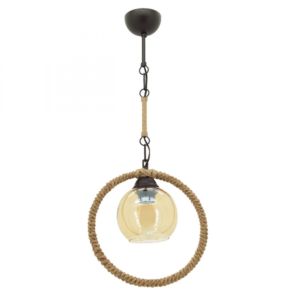 Φωτιστικό οροφής "INA 3" μονόφωτο μεταλλικό με σχοινί σε μαύρο χρώμα 25x25x72 Ε27