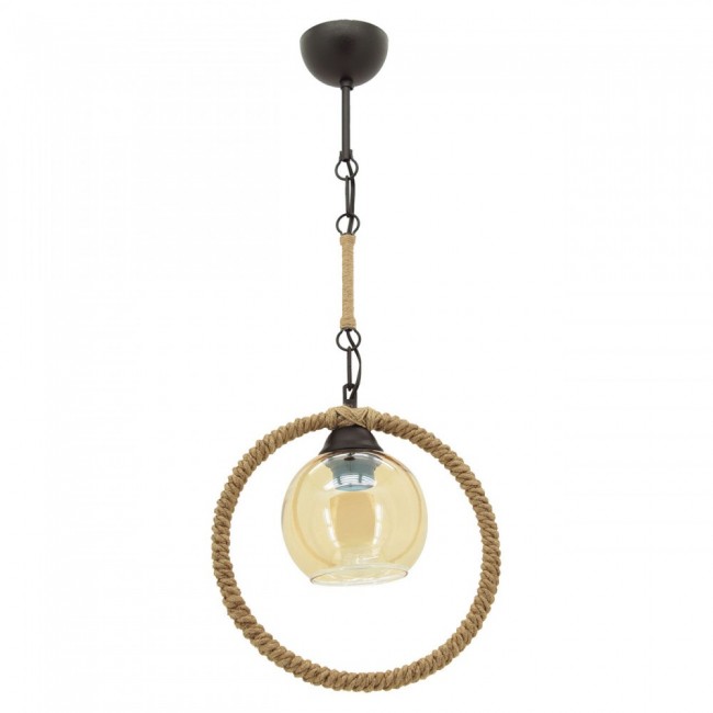 Φωτιστικό οροφής "INA 3" μονόφωτο μεταλλικό με σχοινί σε μαύρο χρώμα 25x25x72 Ε27