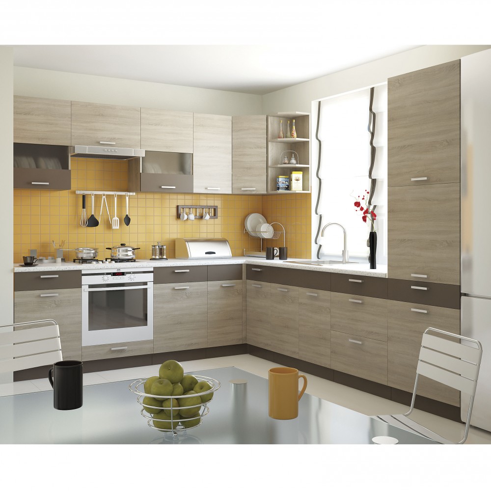 Κάτω ντουλάπι κουζίνας με συρτάρι "ALINA" σε χρώμα σονόμα-μόκα 80x44,5x85