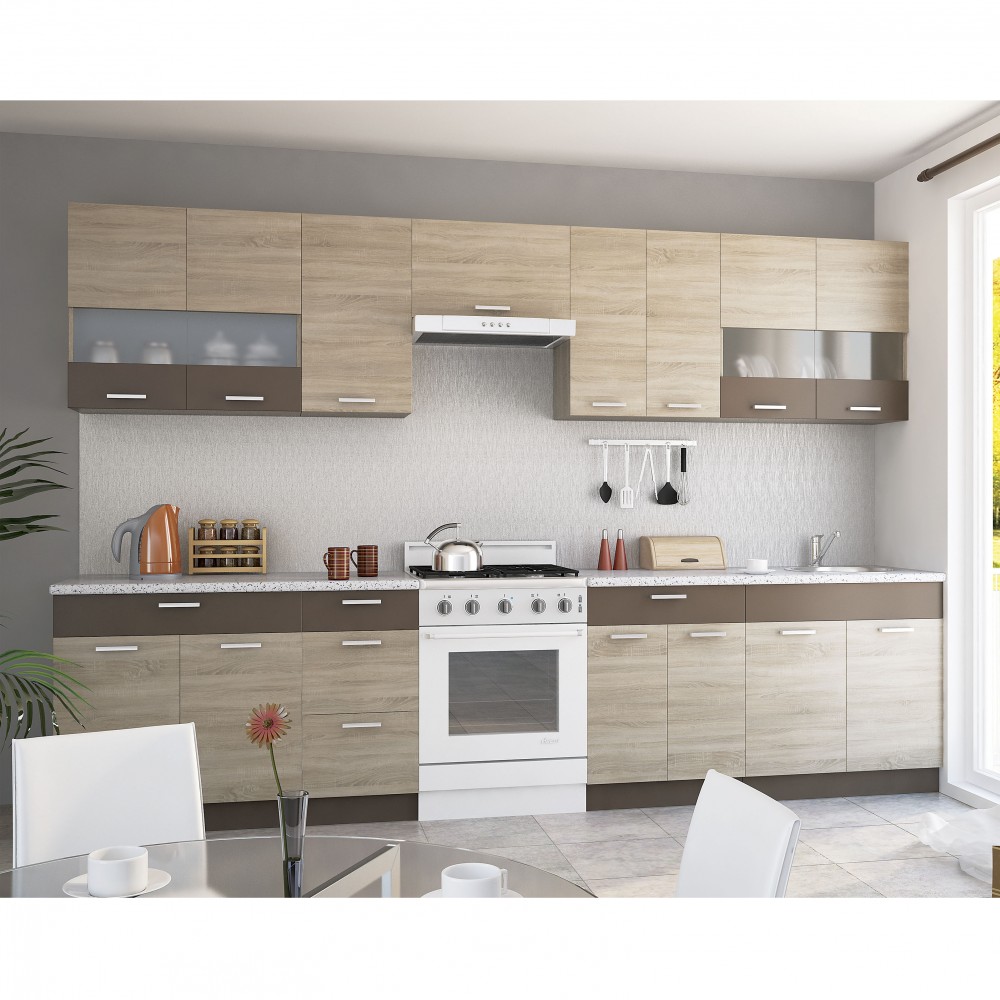 Κάτω ντουλάπι κουζίνας με συρτάρι "ALINA" σε χρώμα σονόμα-μόκα 80x44,5x85