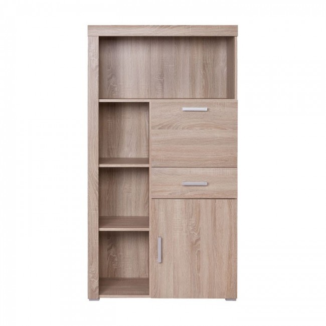 Βιτρίνα ραφιέρα "DAMIS" σε χρώμα σονόμα-δρυς 90.5x35x164