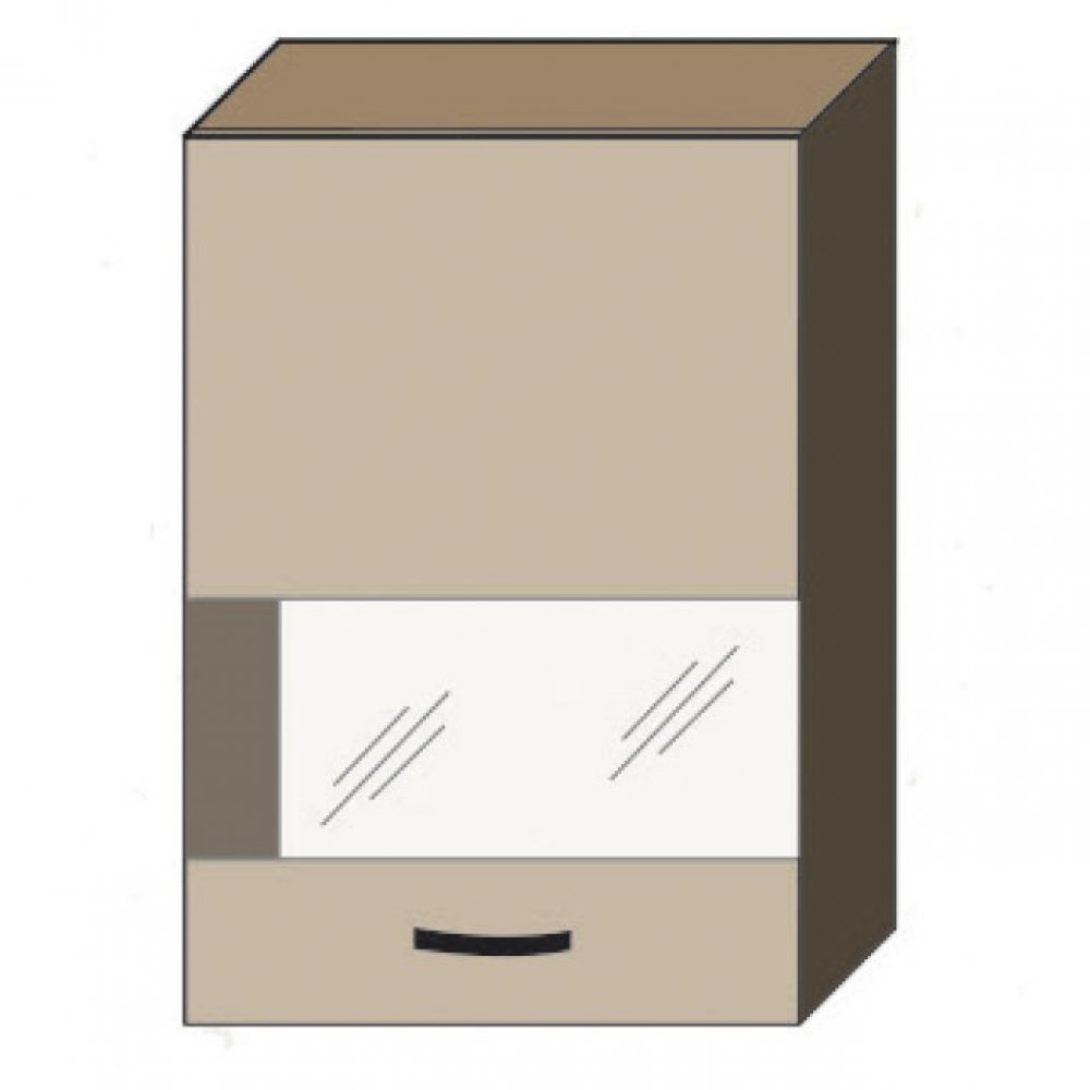 Πάνω ντουλάπι κουζίνας "ALINA" με τζάμι σε χρώμα σονόμα-μόκα 50x30,5x71,9