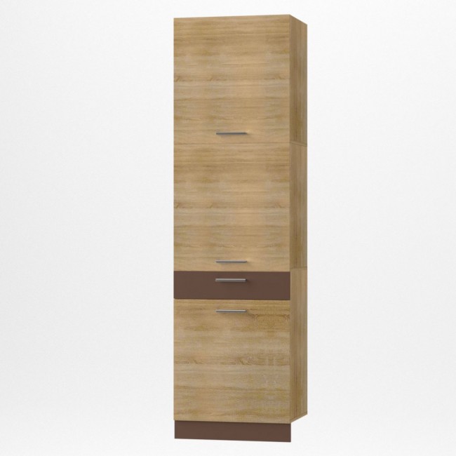 Μεγάλο ντουλάπι κουζίνας "ALINA" σε χρώμα σονόμα-μόκα 60x55,6x213,3