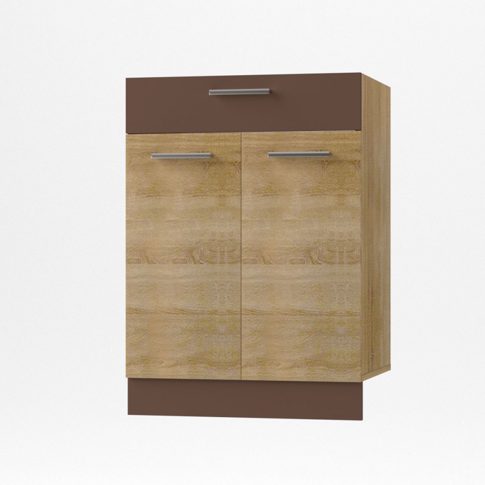 Κάτω ντουλάπι κουζίνας με συρτάρι "ALINA" σε χρώμα σονόμα-μόκα 60x44,5x85