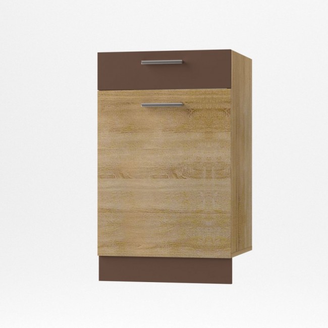 Κάτω ντουλάπι κουζίνας με συρτάρι "ALINA" σε χρώμα σονόμα-μόκα 50x44,5x85