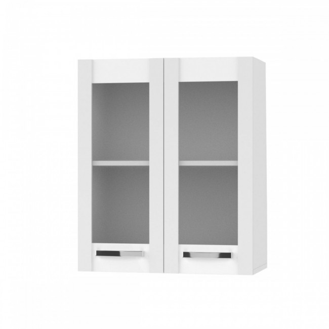 Πάνω ντουλάπι κουζίνας "CHARLOTΤE" με τζάμι σε χρώμα λευκό 60x30.5x71.8