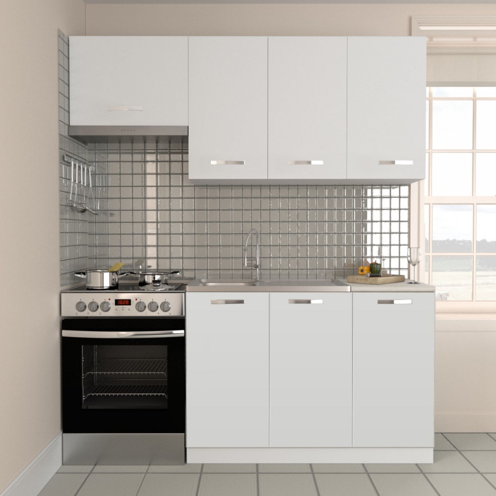 Κουζίνα "CHARLOTTE" σετ 5τμχ σε χρώμα λευκό 180/120x30.5/46.5 Κουζίνα "CHARLOTTE" σετ 5τμχ σε χρώμα λευκό 180/120x30.5/46.5