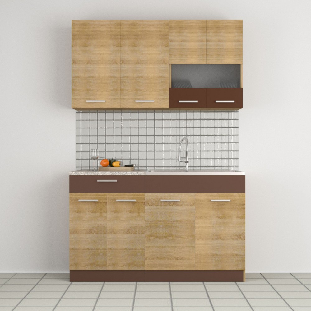 Κουζίνα "ALINA" σετ 4τμχ σε χρώμα σονόμα μόκα 140/140x30.5/44.5