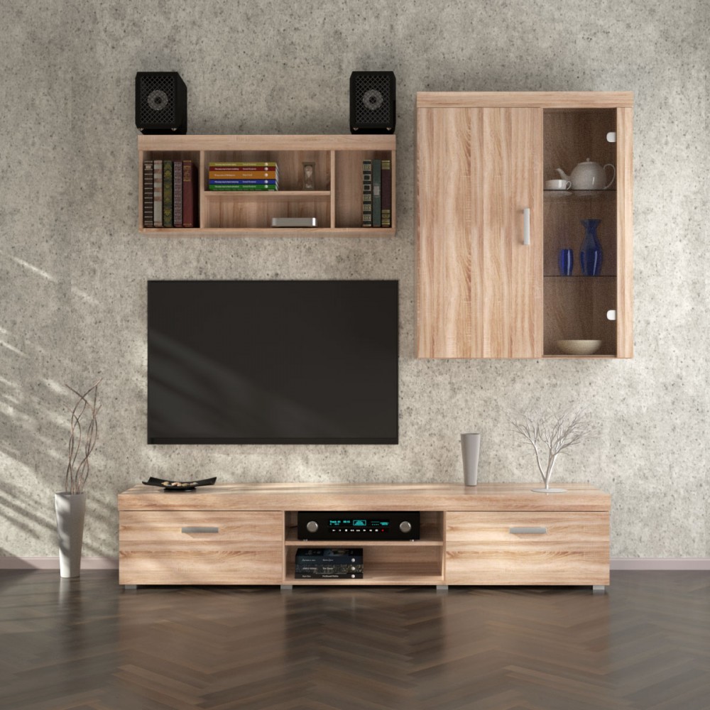 Σύνθετο σαλονιού "DAMIS" σε χρώμα σονόμα 237,5x45x210