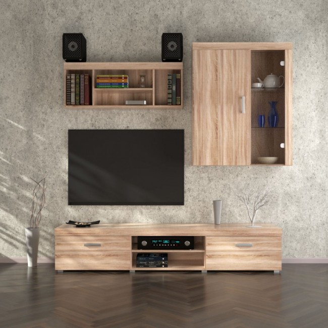 Σύνθετο σαλονιού "DAMIS" σε χρώμα σονόμα 237,5x45x210