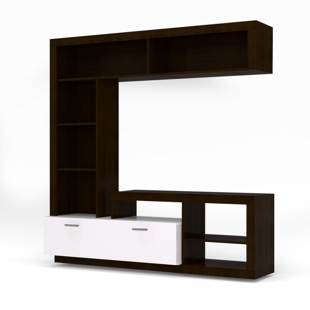 Σύνθεση TV "FLOKS" σε χρώμα βέγγε (σοκολά)-λευκό 170x41x170