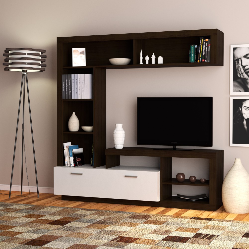 Σύνθεση TV "FLOKS" σε χρώμα βέγγε (σοκολά)-λευκό 170x41x170