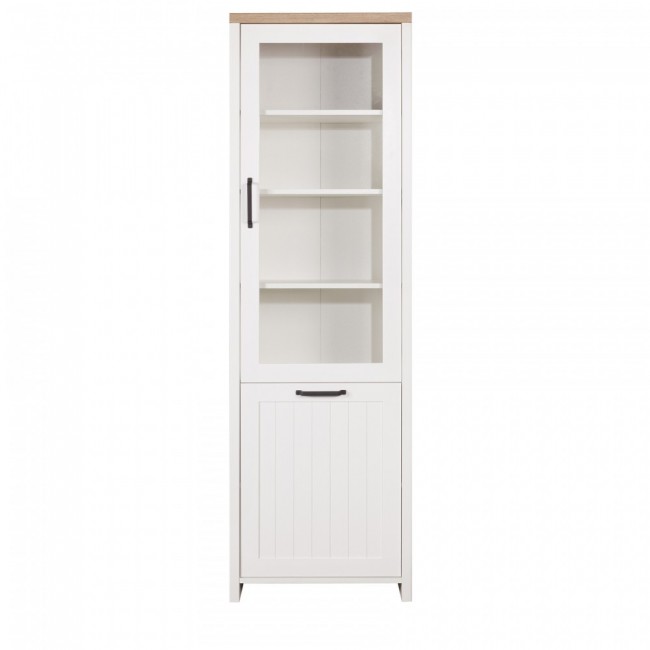 Βιτρίνα "VERNE" χρώμα λευκό/φυσικός δρυς 59.7x37.2x191.6