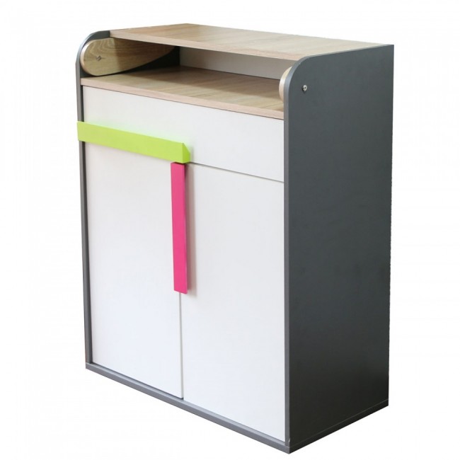 Συρταριέρα "ALEX" σε χρώμα γραφίτη-σονόμα-λευκό 84x37x94