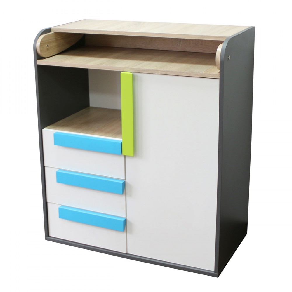 Συρταριέρα "ALEX" σε χρώμα γραφίτη-σονόμα-λευκό 84x37x94