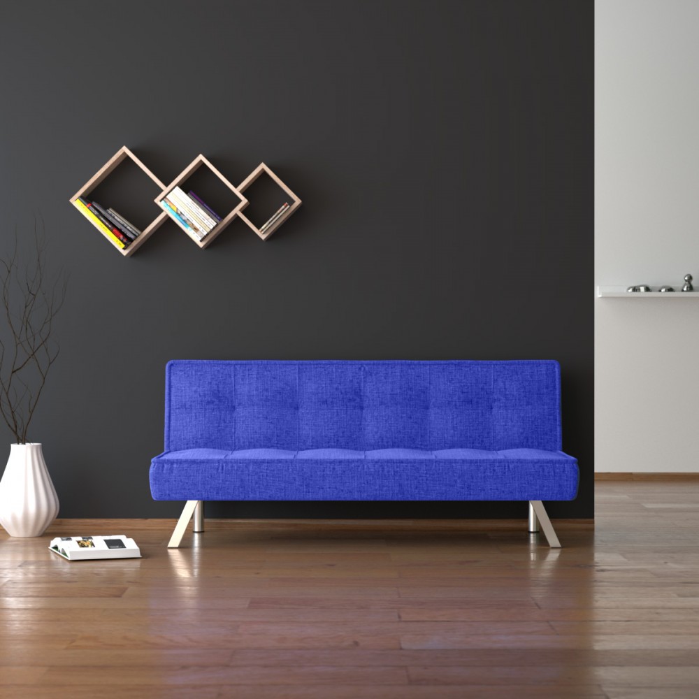 Καναπές-κρεβάτι "CHIC" υφασμάτινος σε μπλε χρώμα 175x83x74