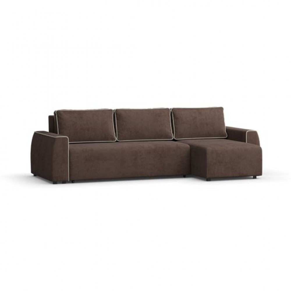 Καναπές-κρεβάτι "BRUSSELS" γωνία αναστρέψιμος σε καφέ χρώμα 295x160x80