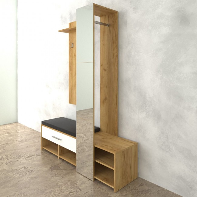 Σετ εισοδού "RUTA" σε χρώμα χρυσό-δρυς-λευκό 150x40x199