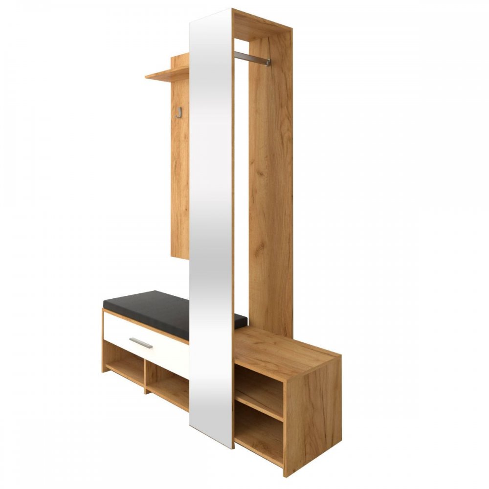 Σετ εισοδού "RUTA" σε χρώμα χρυσό-δρυς-λευκό 150x40x199