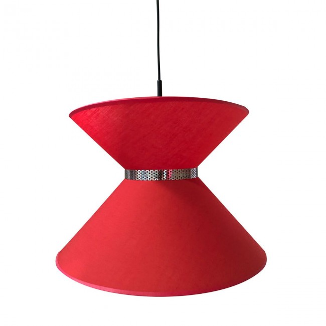 Φωτιστικό μονόφωτο υφασμάτινο σε κόκκινο χρώμα 40x27/80