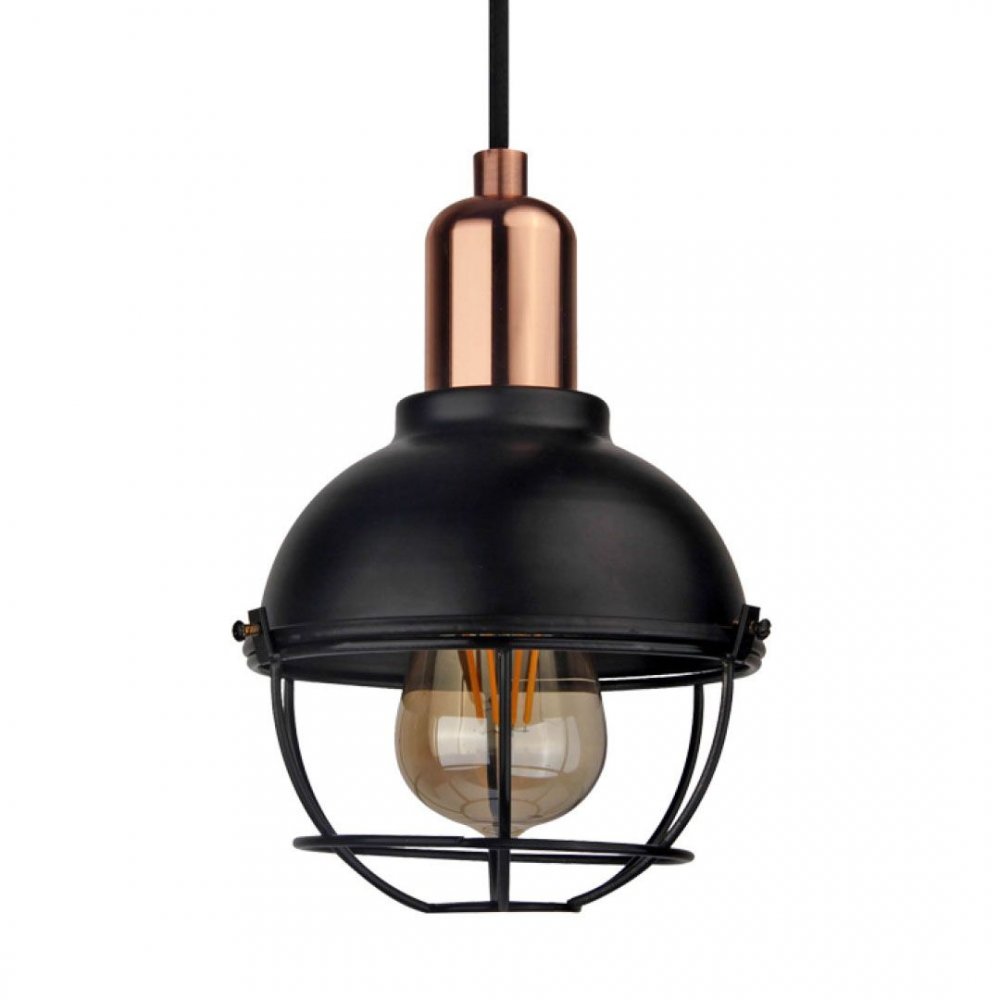 Φωτιστικό μονόφωτο μεταλλικό σε χρώμα μαύρο Φ15