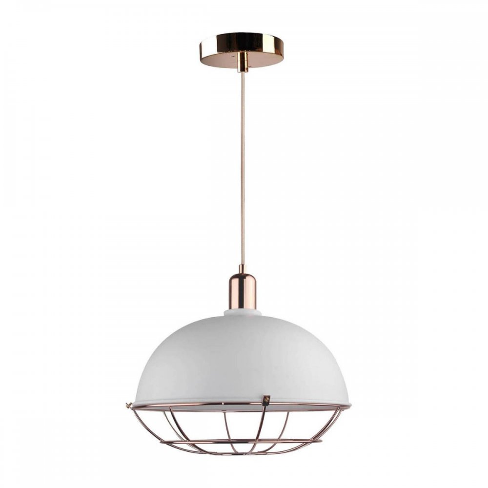 Φωτιστικό μονόφωτο μεταλλικό σε χρώμα λευκό-χάλκινο Φ35