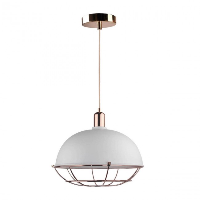 Φωτιστικό μονόφωτο μεταλλικό σε χρώμα λευκό-χάλκινο Φ35