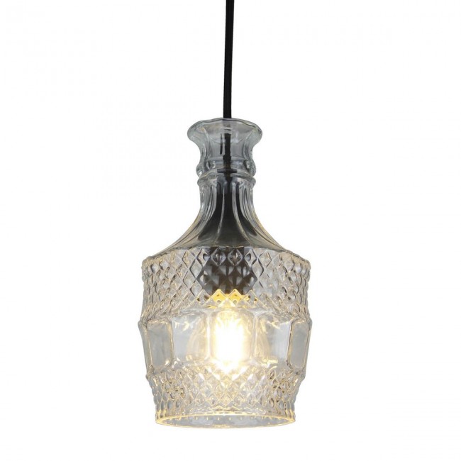 Φωτιστικό μονόφωτο από ανάγλυφο γυαλί διάφανο 13x13x150 Ε27