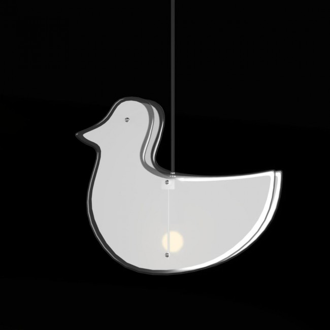 Παιδικό φωτιστικό "ΠΑΠΑΚΙ" γυάλινο σε λευκό χρώμα 40x10x35/100 E27