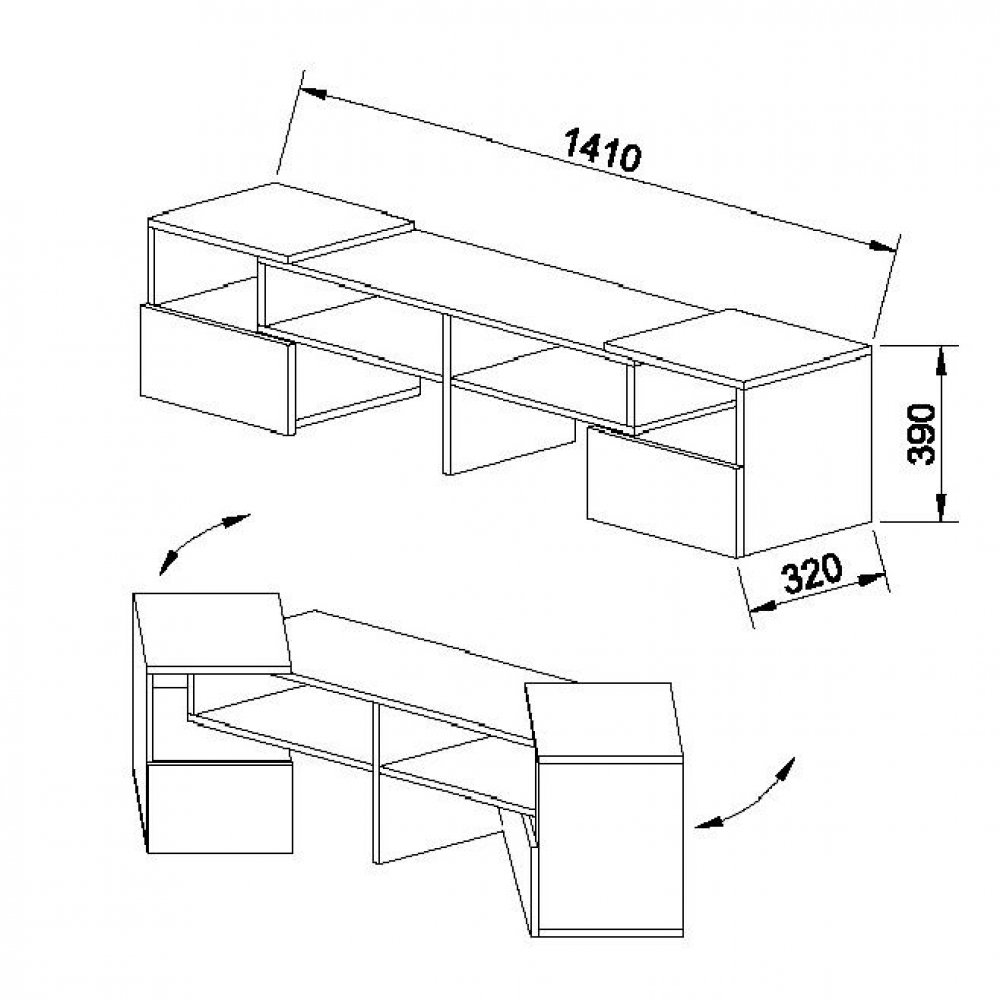 Έπιπλο τηλεόρασης "ORNE" σε καφέ-λευκό χρώμα 141x32x39
