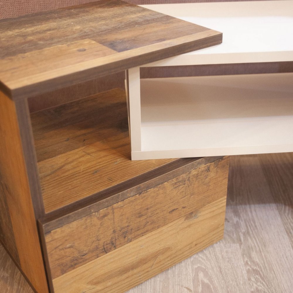 Έπιπλο τηλεόρασης "ORNE" σε καφέ-λευκό χρώμα 141x32x39