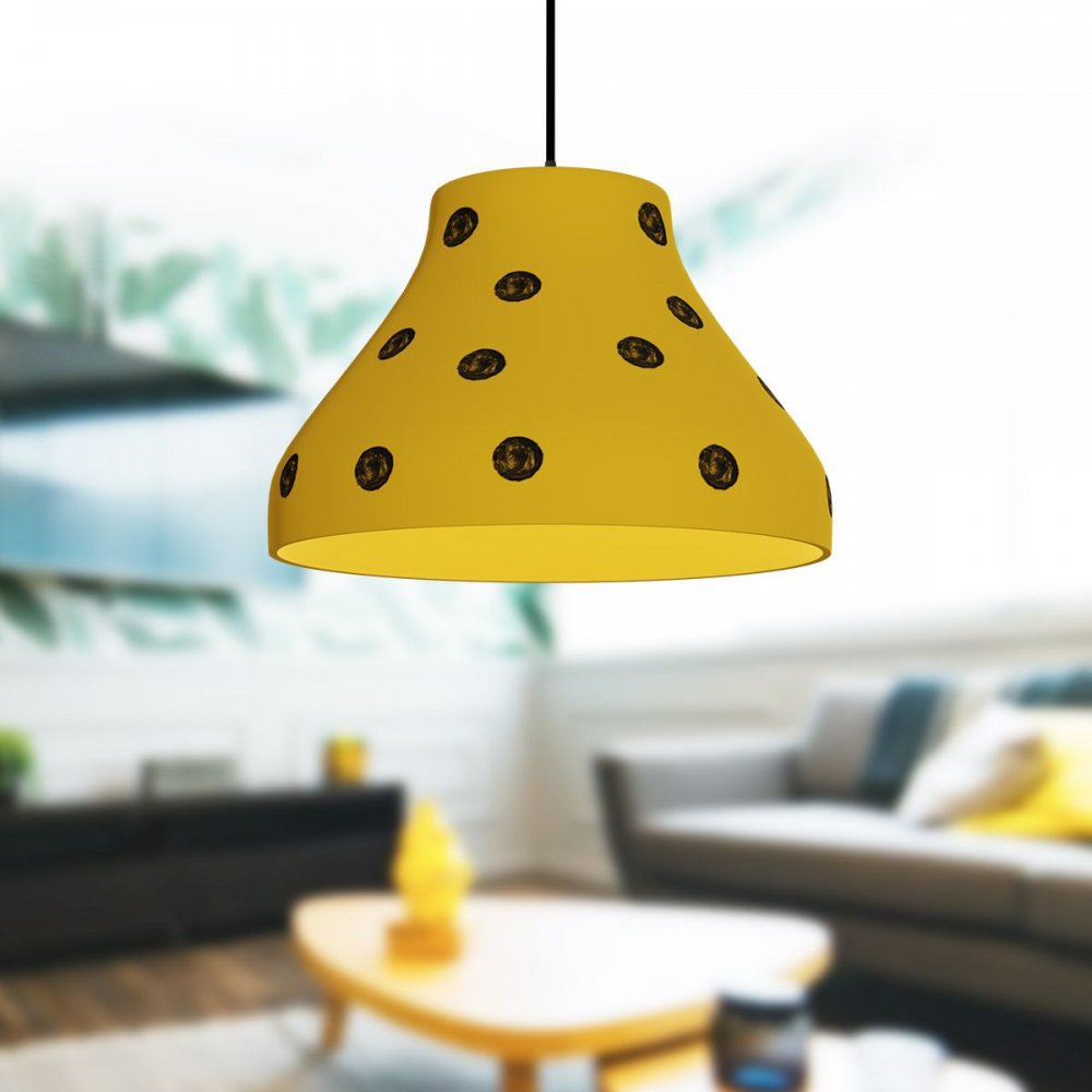 Μονόφωτο φωτιστικό "MELON" από γυαλί σε κίτρινο χρώμα Φ24 Ε27